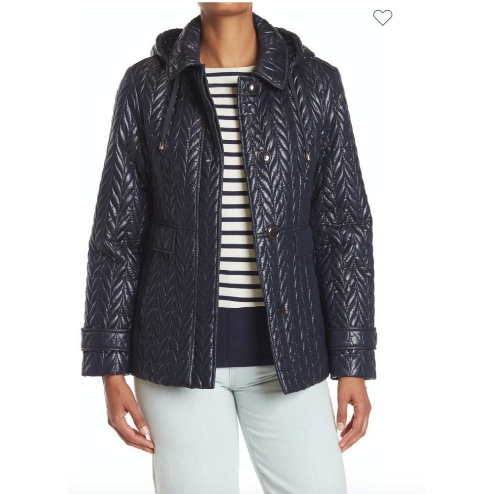 NWT Kate Spade New York Herringbone Quilted Hooded